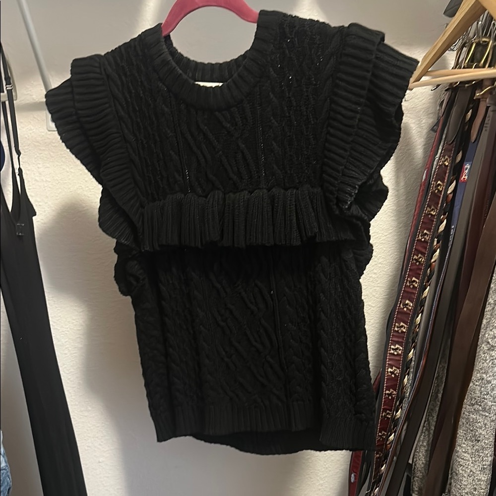 Elegant Black Ruffled Women's Top